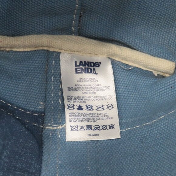 Lands End Small Solid Blue 3 Pocket Zip Top Canvas Tote Bag Crossbody D Rings - Picture 12 of 15